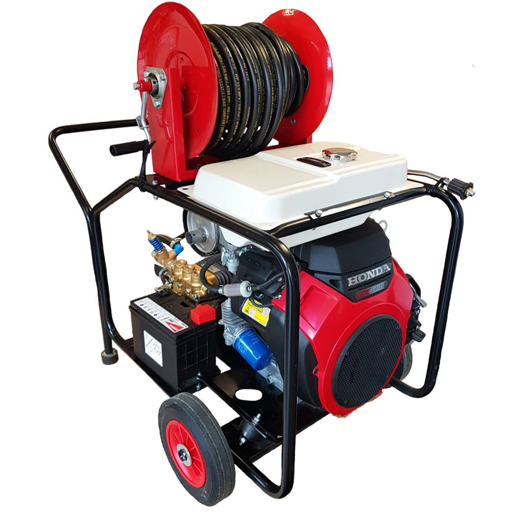 Honda GX630 Twin-Cylinder Pressure Washer 33 LPM Trolley Frame + 40M Reel